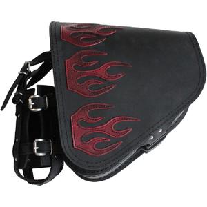 Motorradtasche aus Leder RSA S63 Flame HD Softail schwarz-rot