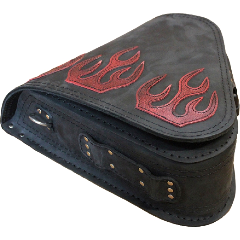 Motorradtasche aus Leder RSA S63 Flame HD Softail schwarz-rot