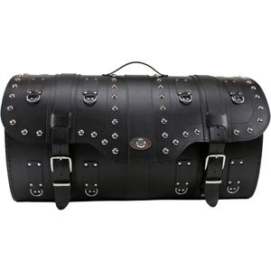 Motorradkoffer aus Leder mit Schloss und Nieten, RSA K160, schwarz