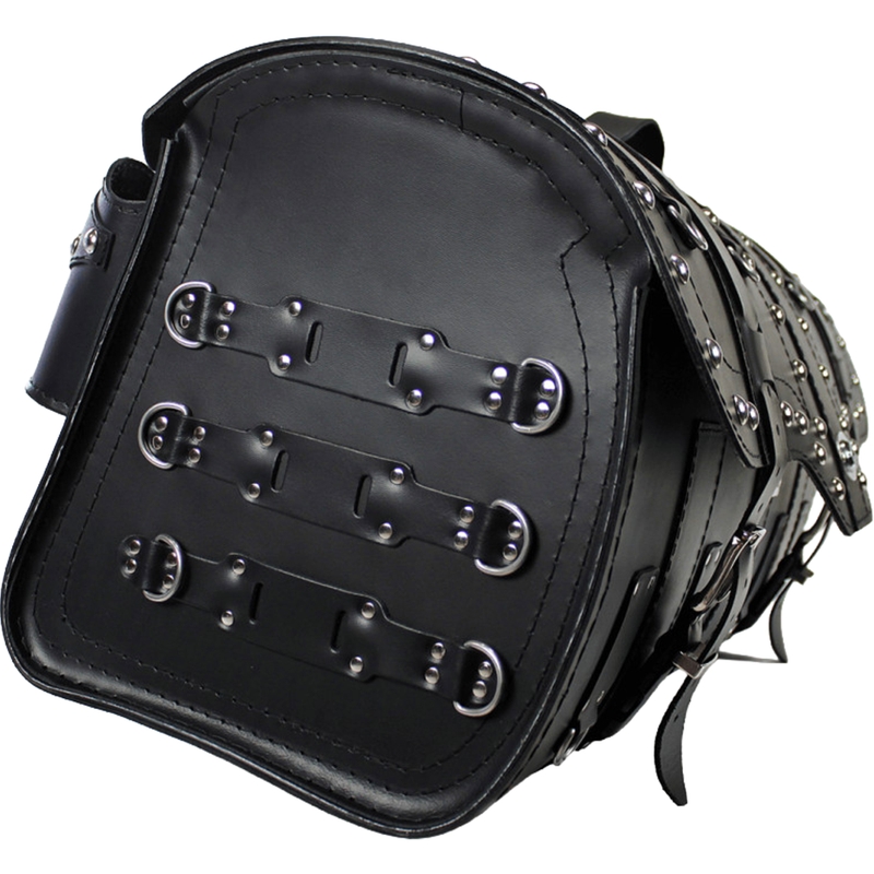 Motorradkoffer aus Leder mit Schloss und Nieten, RSA K160, schwarz