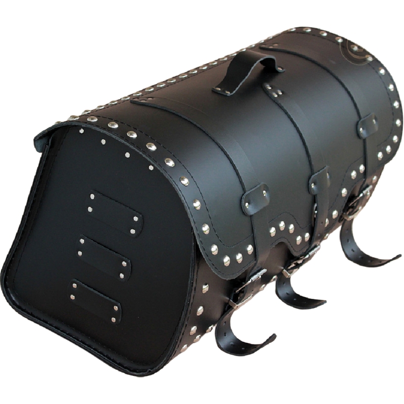 Motorradkoffer aus Leder mit Schloss und Nieten RSA K165 schwarz