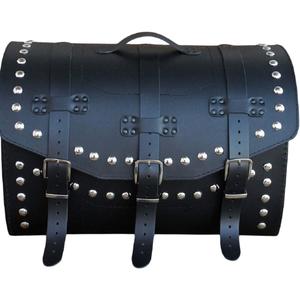Motorradkoffer aus Leder mit Schloss und Nieten RSA K451 schwarz