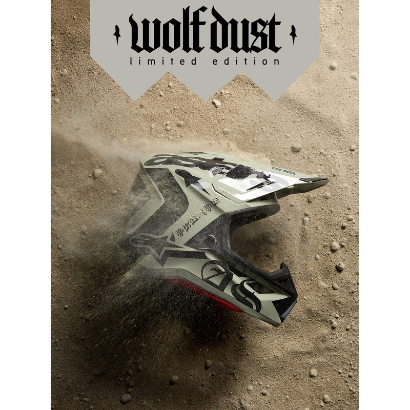 Alpinestars Supertech S-M7 Motocross-Helm in limitierter Auflage, Farbe: Wolf Dust, Sand-Schwarz