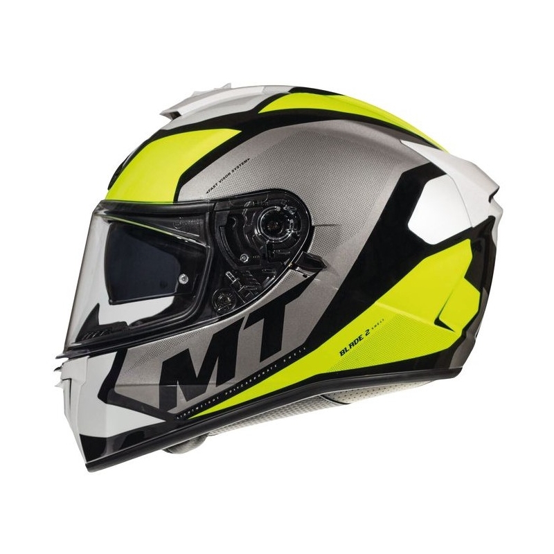 MT Blade 2 SV Trick integral Motorradhelm weiß-grau-fluo gelb Ausverkauf