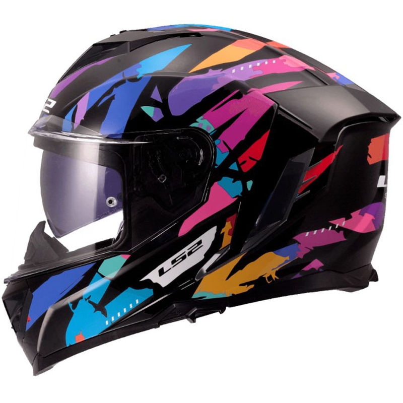 LS2 FF818 Storm III Kaos Integralhelm für Motorräder, Schwarz-Lila-Blau