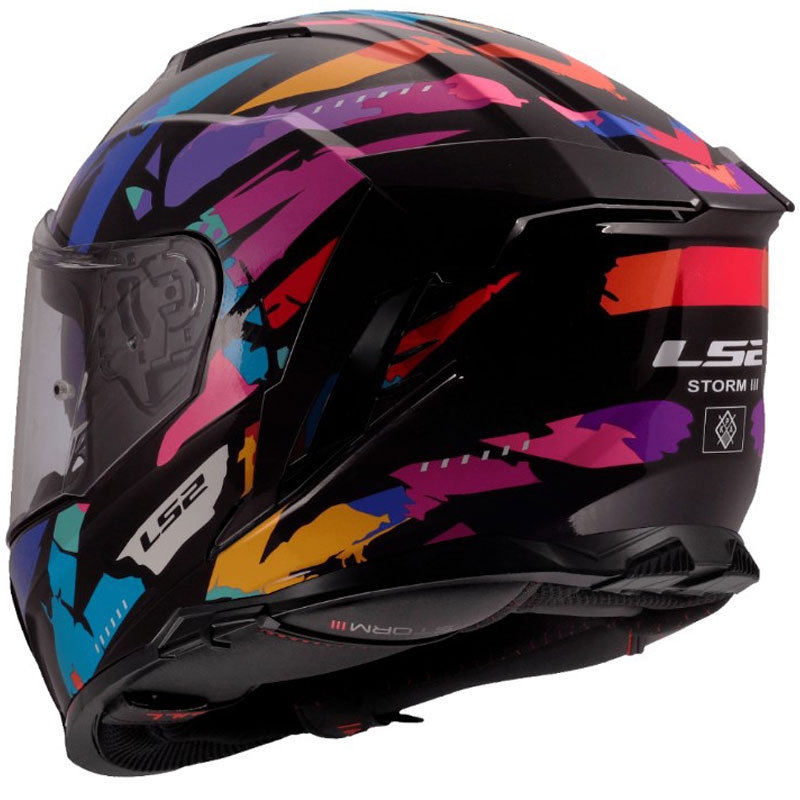 LS2 FF818 Storm III Kaos Integralhelm für Motorräder, Schwarz-Lila-Blau