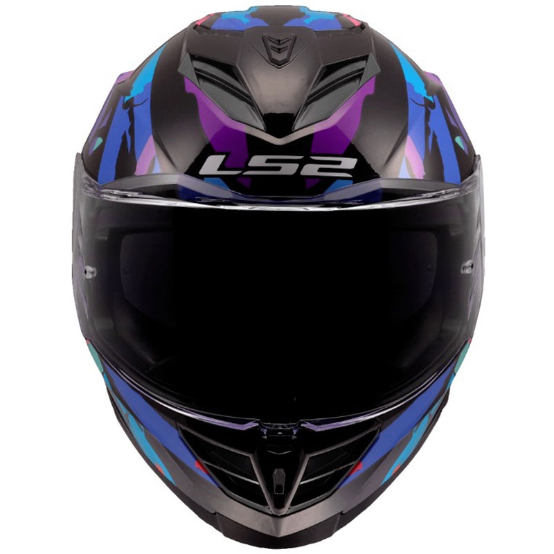 LS2 FF818 Storm III Kaos Integralhelm für Motorräder, Schwarz-Lila-Blau