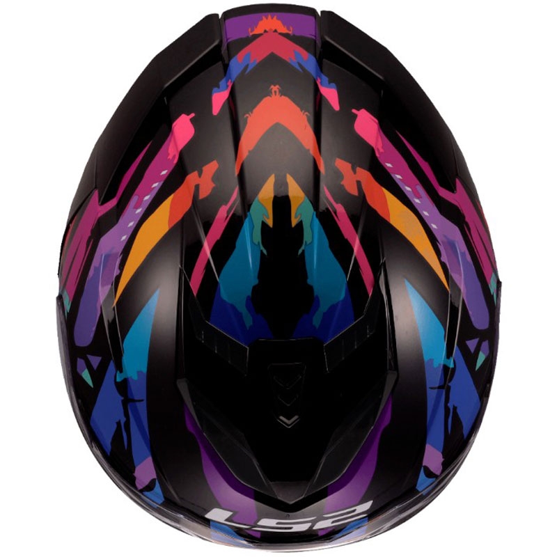 LS2 FF818 Storm III Kaos Integralhelm für Motorräder, Schwarz-Lila-Blau