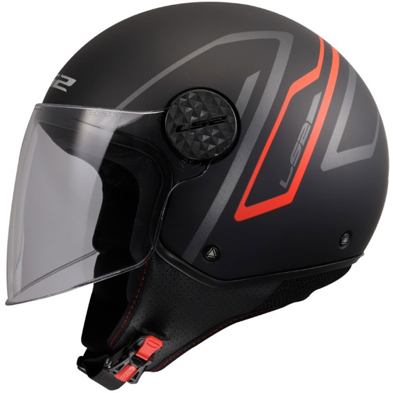 Offener Motorradhelm LS2 OF558 Sphere Lux II Minimum schwarz-rot