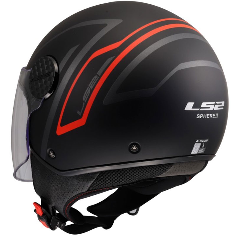Offener Motorradhelm LS2 OF558 Sphere Lux II Minimum schwarz-rot