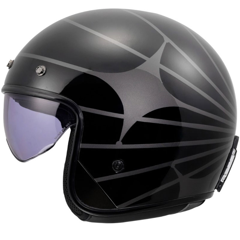 Offener Motorradhelm LS2 OF601 Bob II Cosmic glänzend schwarz-grau
