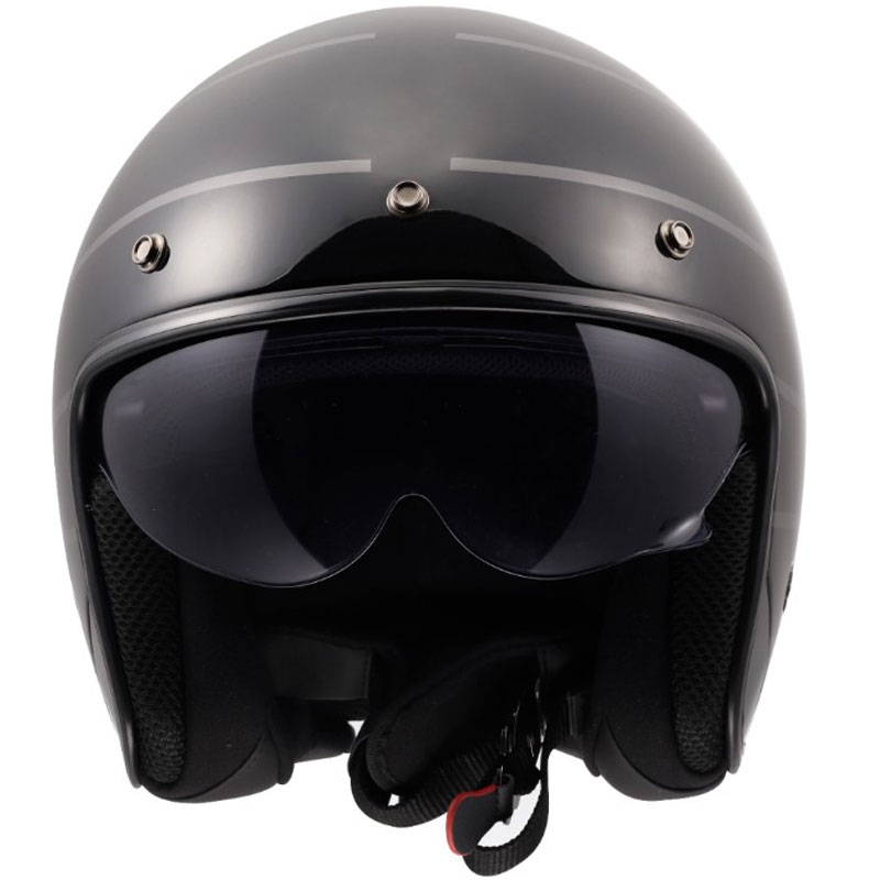 Offener Motorradhelm LS2 OF601 Bob II Cosmic glänzend schwarz-grau