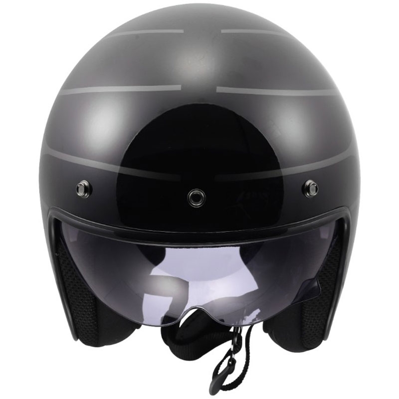 Offener Motorradhelm LS2 OF601 Bob II Cosmic glänzend schwarz-grau