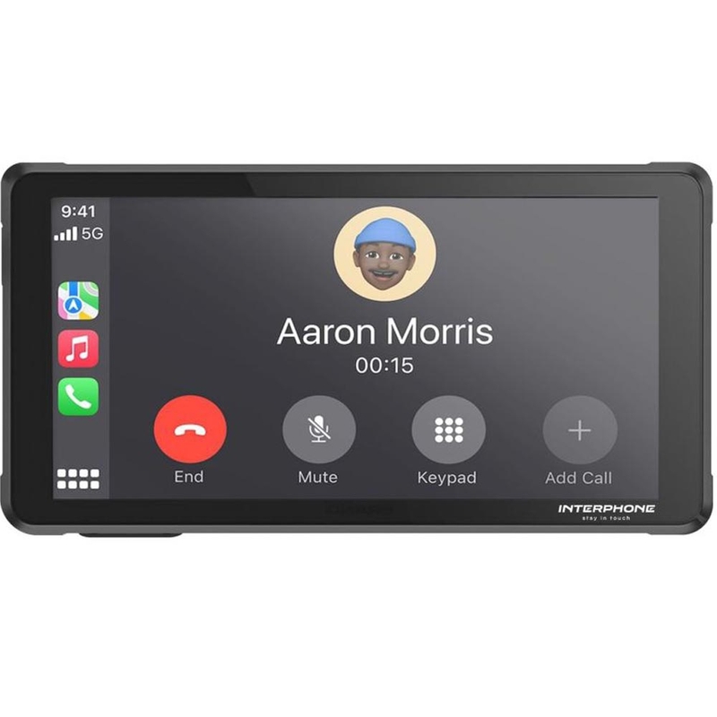 Interphone RideSync schwarz – Smartphone-Spiegelungsdisplay für Motorräder mit Schutzglas