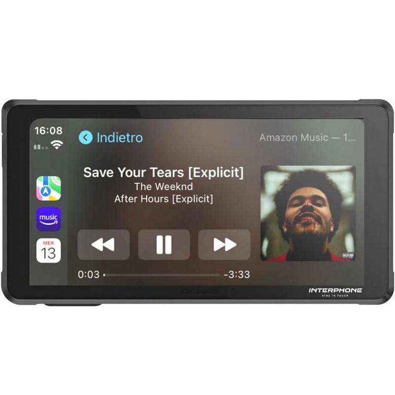 Interphone RideSync schwarz – Smartphone-Spiegelungsdisplay für Motorräder mit Schutzglas