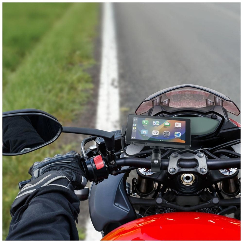 Interphone RideSync schwarz – Smartphone-Spiegelungsdisplay für Motorräder mit Schutzglas