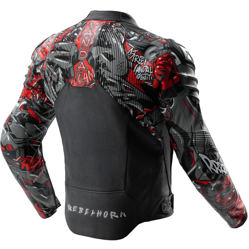 Rebelhorn Vandal 2 Cruze Leder-Motorradjacke, schwarz-dunkelgrau-rot