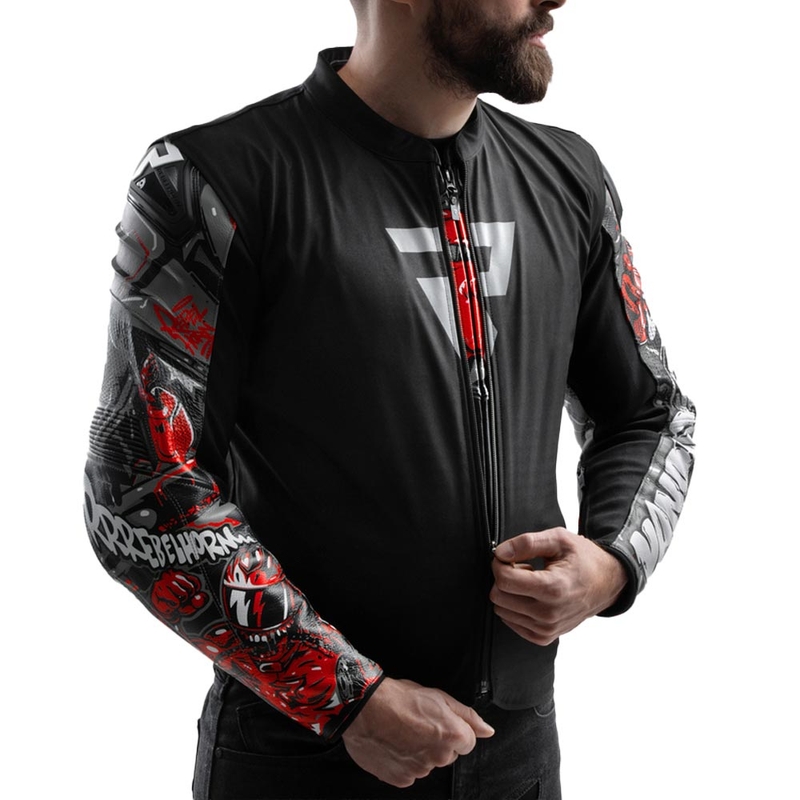 Rebelhorn Vandal 2 Cruze Leder-Motorradjacke, schwarz-dunkelgrau-rot