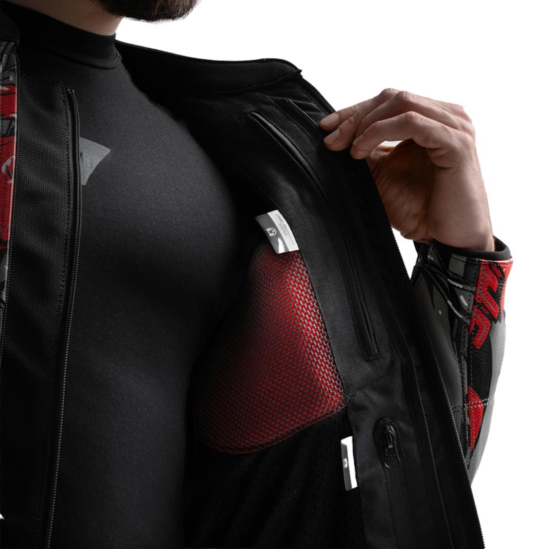 Rebelhorn Vandal 2 Cruze Leder-Motorradjacke, schwarz-dunkelgrau-rot