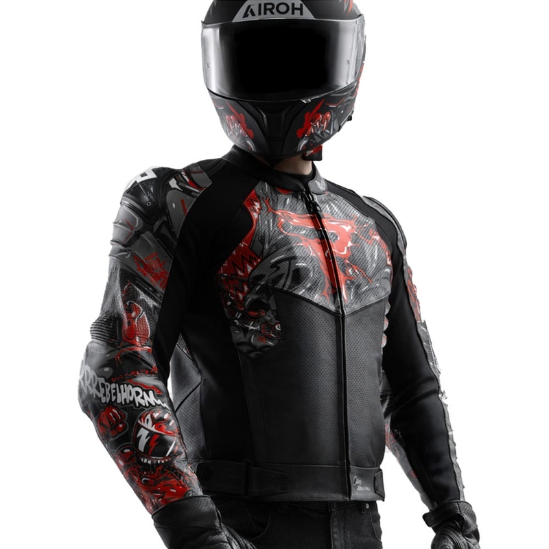 Rebelhorn Vandal 2 Cruze Leder-Motorradjacke, schwarz-dunkelgrau-rot
