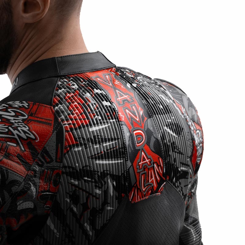Rebelhorn Vandal 2 Cruze Leder-Motorradjacke, schwarz-dunkelgrau-rot