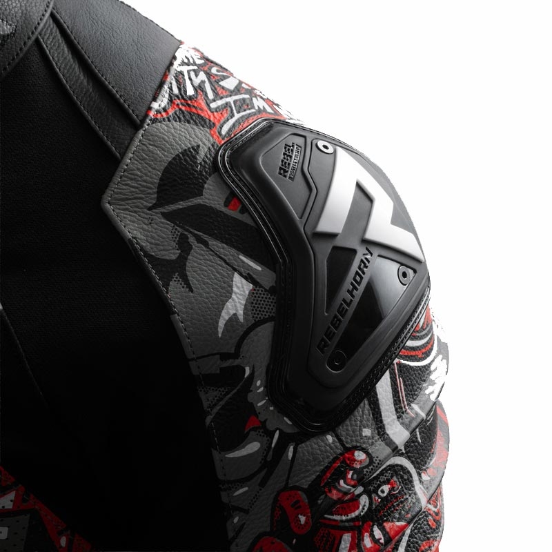 Rebelhorn Vandal 2 Cruze Leder-Motorradjacke, schwarz-dunkelgrau-rot