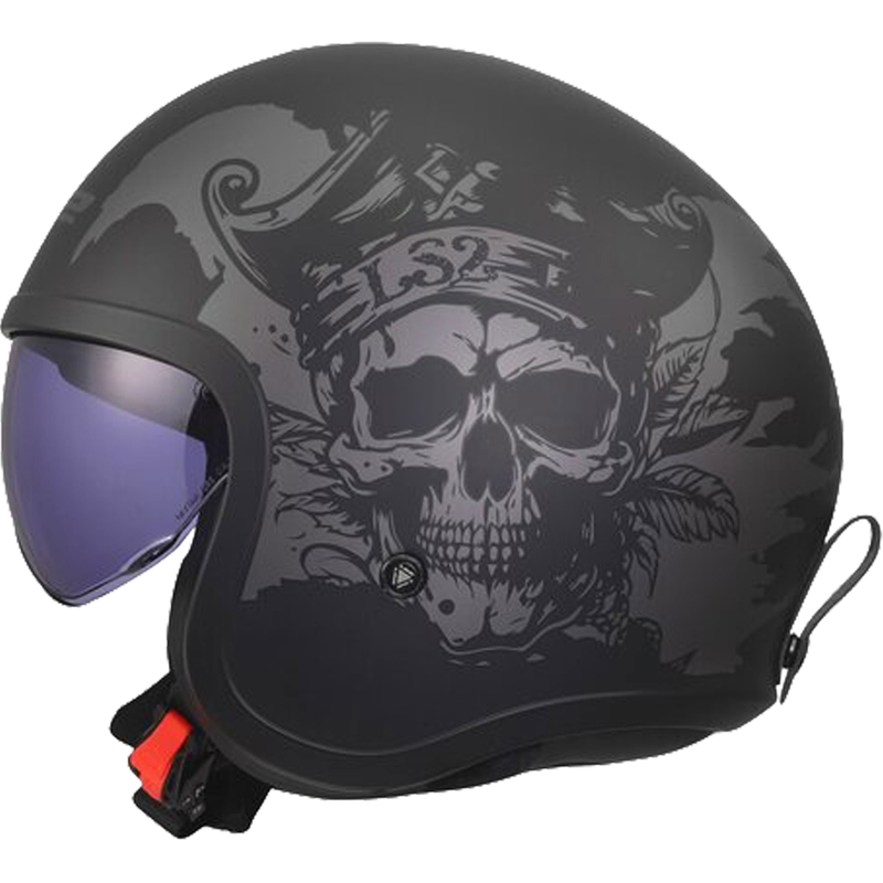 Offener Motorradhelm LS2 OF599 Spitfire II Willy, matt schwarz-grau