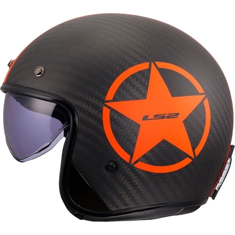 Offener Motorradhelm LS2 OF601 Bob II Carbon Star, mattorange