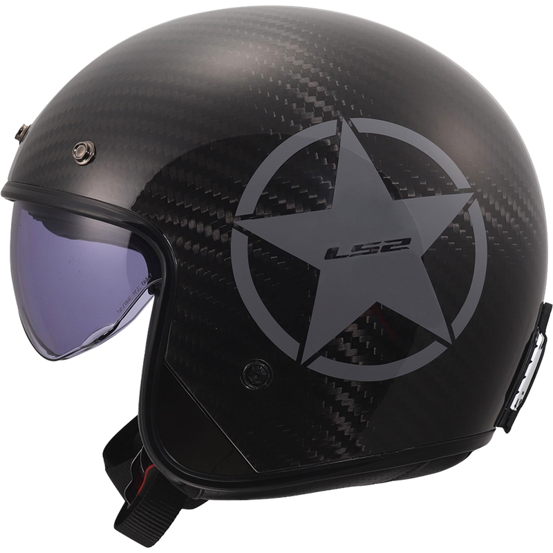 Offener Motorradhelm LS2 OF601 Bob II Carbon Star, glänzend grau