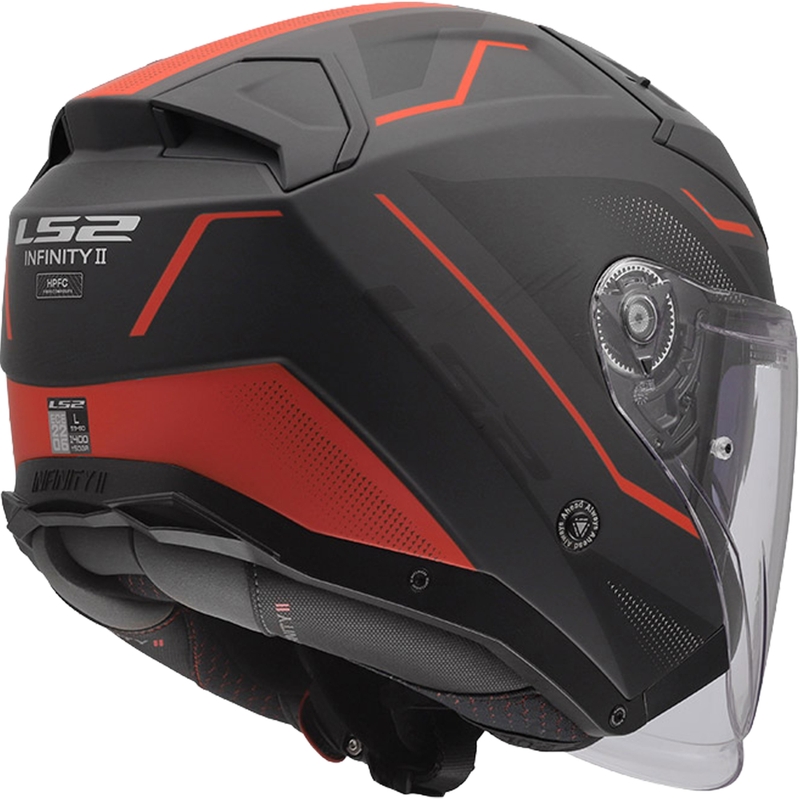 Offener Motorradhelm LS2 OF603 Infinity II Veyron, matt schwarz-grau-rot