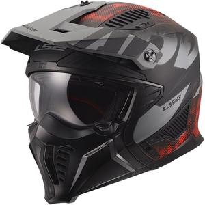 Trial-Motorradhelm LS2 OF606 Drifter Gas, mattgrau-rot