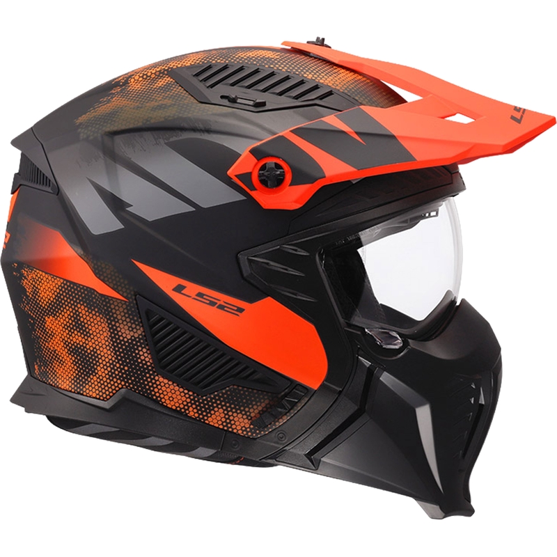 Trial-Motorradhelm LS2 OF606 Drifter Gas, mattgrau-orange