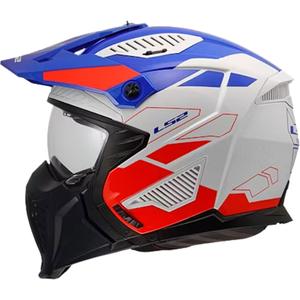 Trial-Motorradhelm LS2 OF606 Drifter Gas glänzend weiß-blau-rot