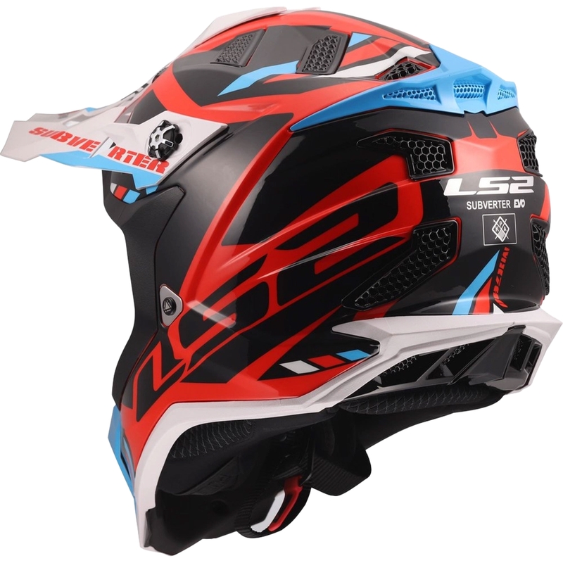 Motocross-Helm LS2 MX700 Subverter Evo II Stomp glänzend weiß-blau-rot
