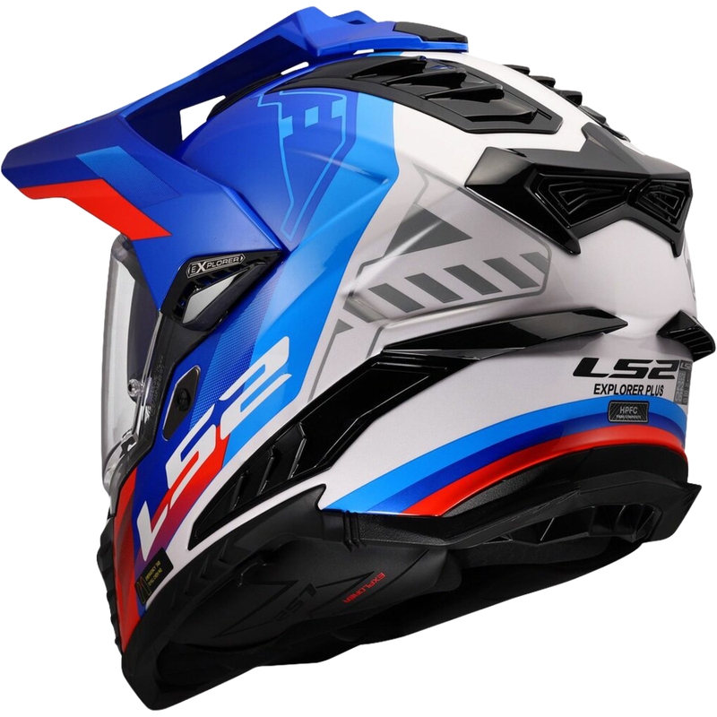 Enduro-Helm LS2 MX701 Explorer Hexa glänzend weiß-blau-rot