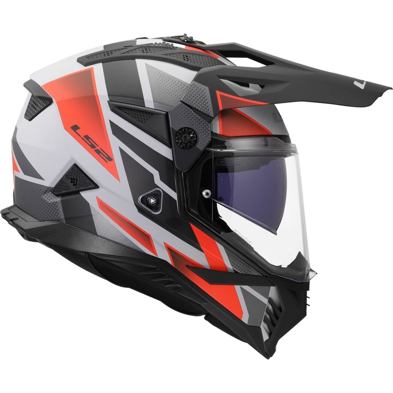 Enduro-Motorradhelm LS2 MX702 Pioneer II Block matt grau-rot