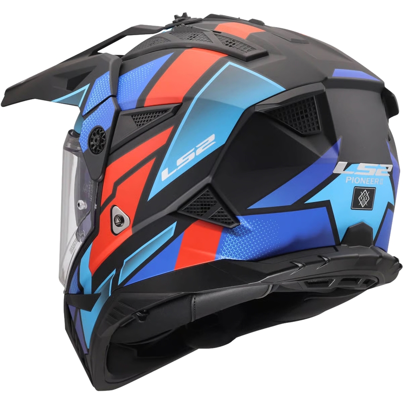 Enduro-Motorradhelm LS2 MX702 Pioneer II Block matt schwarz-rot-blau