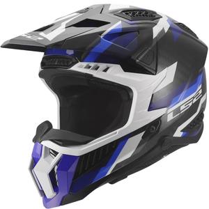 Motocross-Helm LS2 MX703 X-Force Phantom, glänzend blau-weiß
