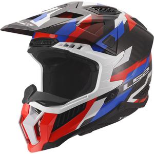 Motocross-Helm LS2 MX703 X-Force Phantom glänzend weiß-blau-rot