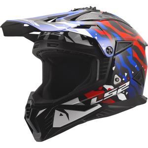 Motocross-Helm LS2 MX708 Fast II Grotesk glänzend weiß-blau-rot