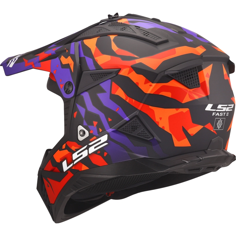 Motocross-Helm LS2 MX708 Fast II Grotesk, matt lila-orange