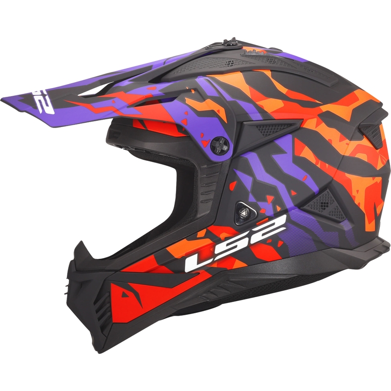 Motocross-Helm LS2 MX708 Fast II Grotesk, matt lila-orange