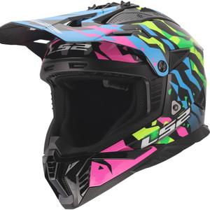 Motocross-Helm LS2 MX708 Fast II Grotesk glänzend blau-rosa-grün