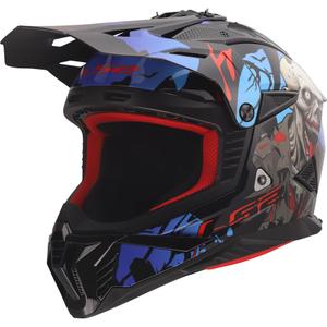 Motocross-Helm LS2 MX708 Fast II Zombie II glänzend schwarz-rot-blau