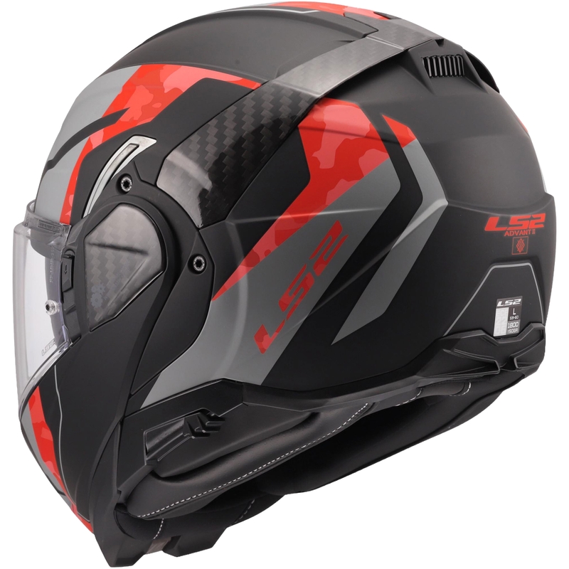 Klappbarer Motorradhelm LS2 FF910 Advant II Glide, matt schwarz-grau-rot