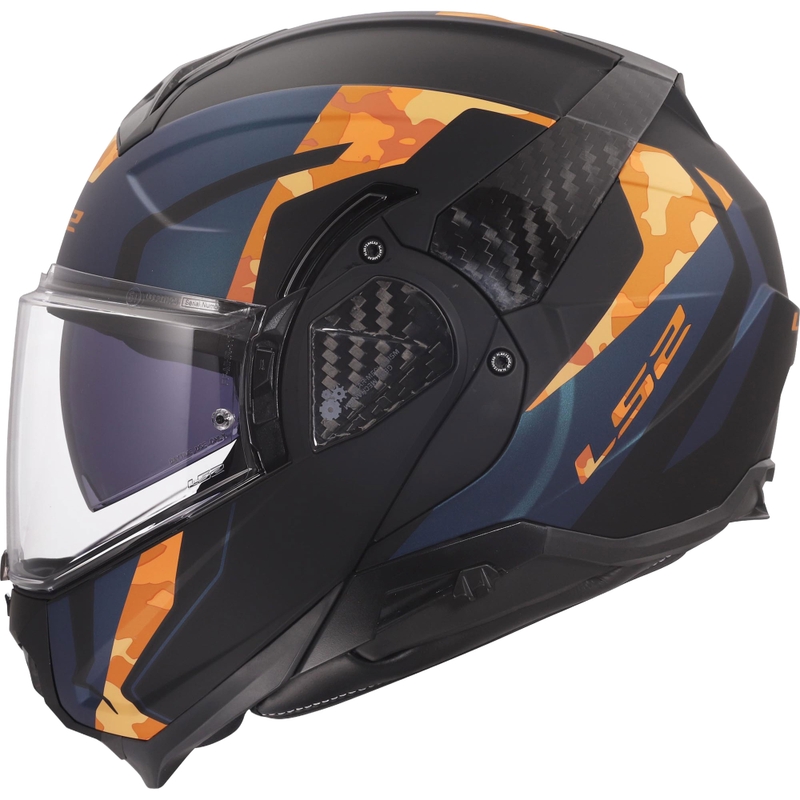 Klappbarer Motorradhelm LS2 FF910 Advant II Glide, matt schwarz-orange