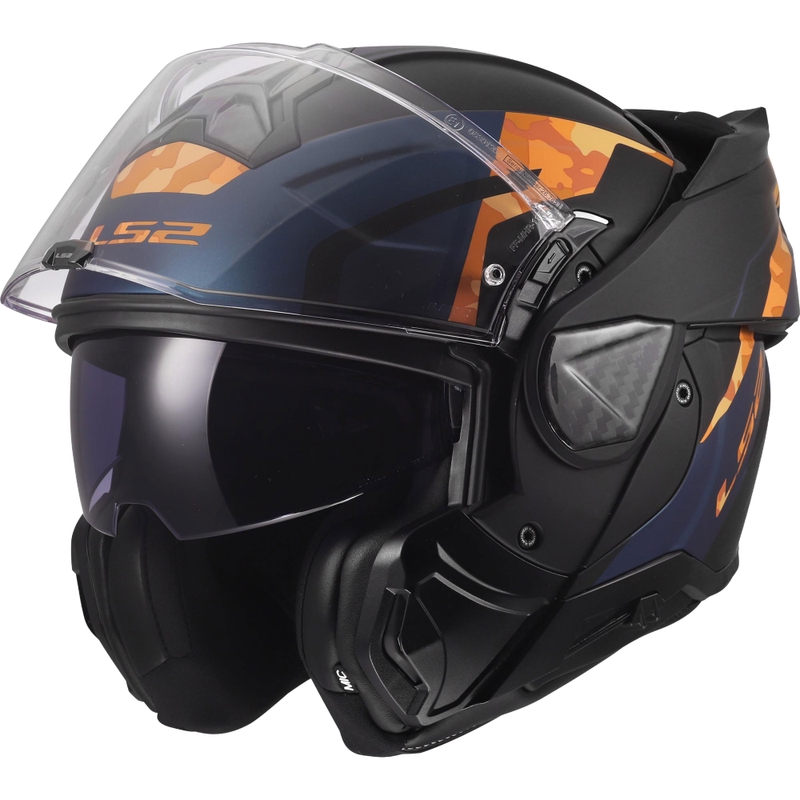 Klappbarer Motorradhelm LS2 FF910 Advant II Glide, matt schwarz-orange