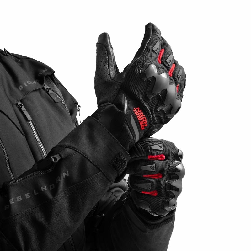 Rebelhorn Defender Motorradhandschuhe schwarz-rot