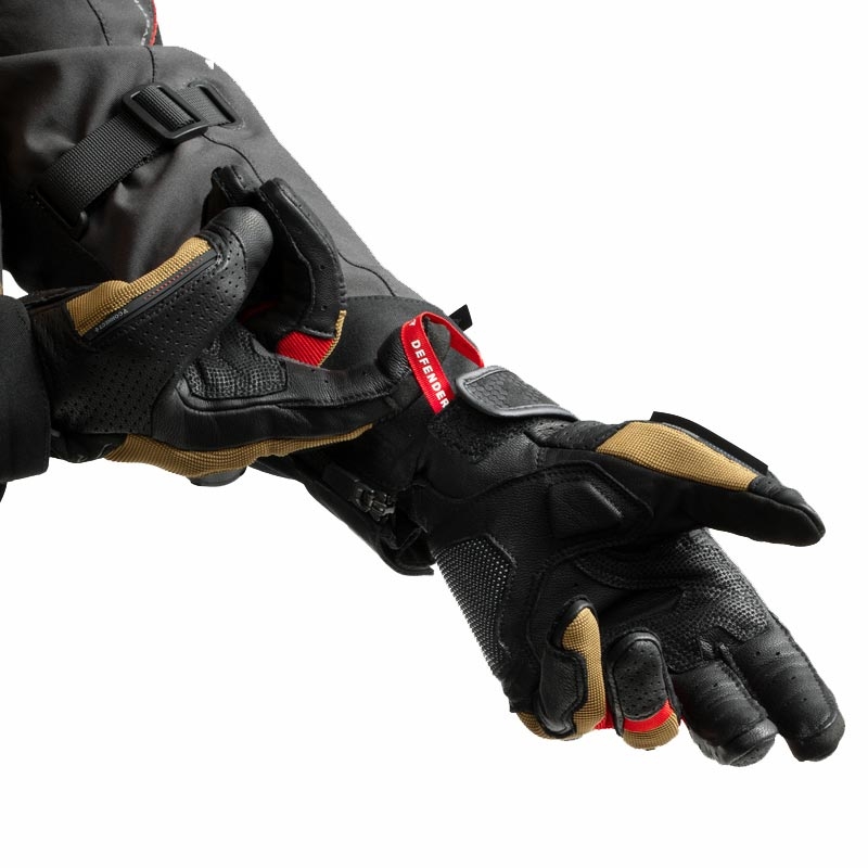 Rebelhorn Defender Motorradhandschuhe, sand-schwarz-rot