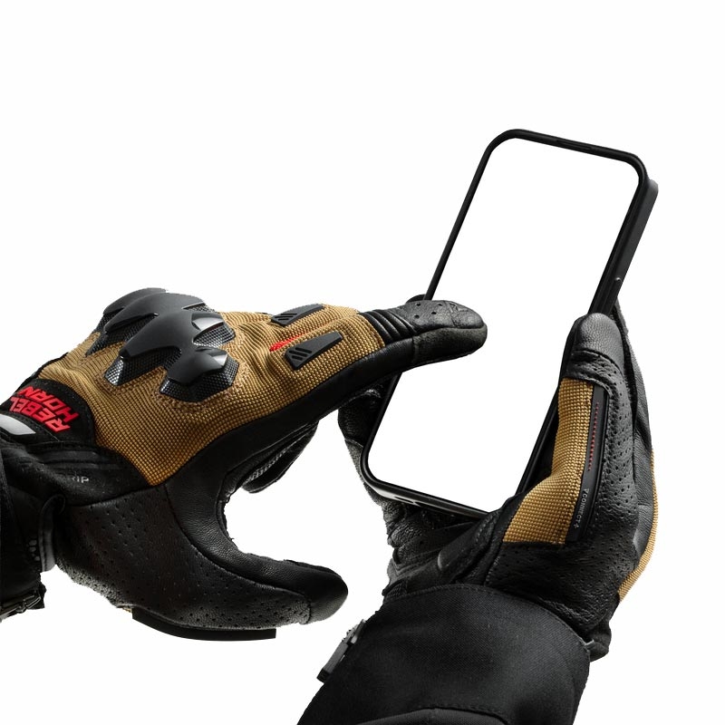 Rebelhorn Defender Motorradhandschuhe, sand-schwarz-rot